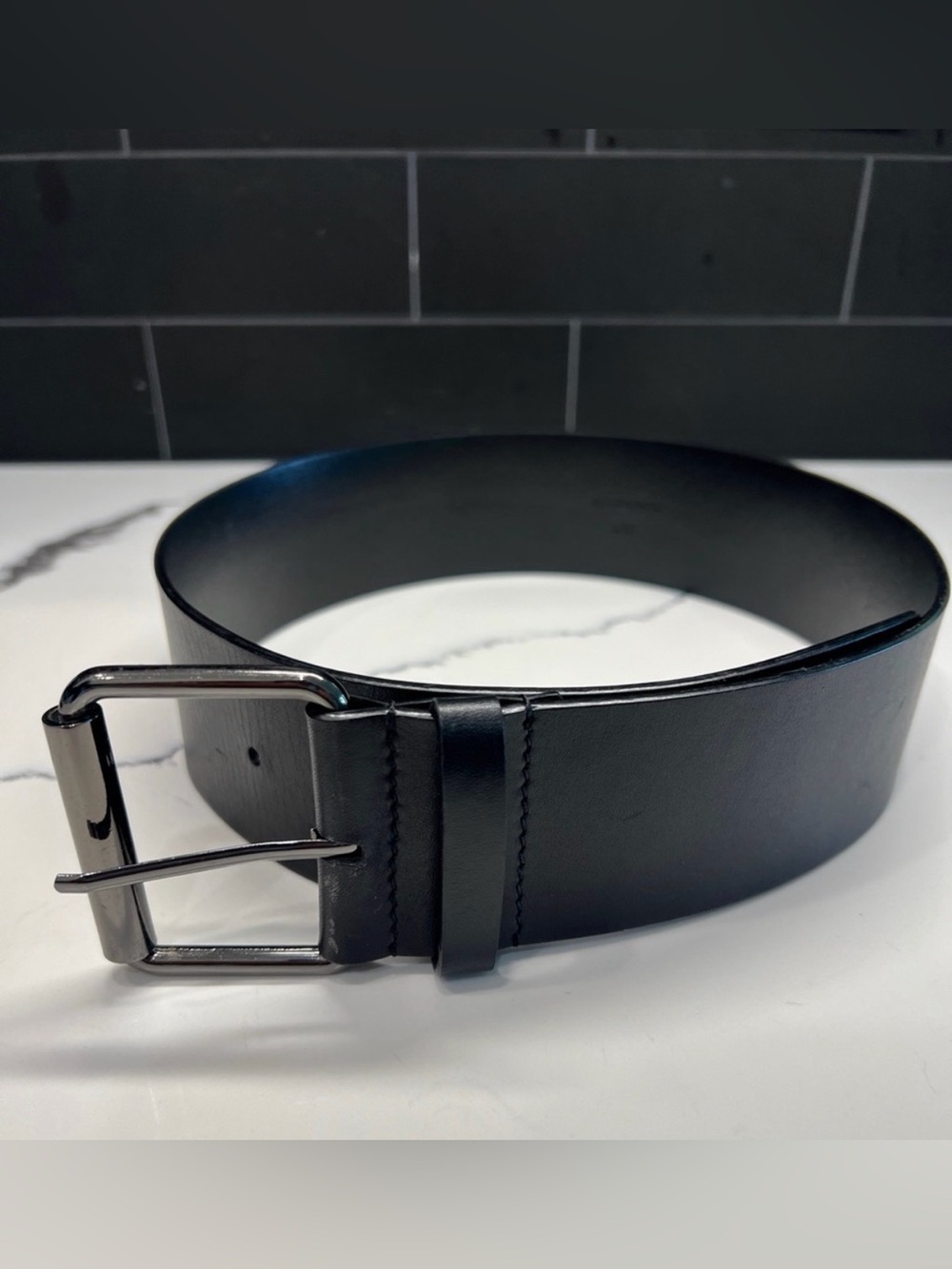 ALLSAINTS, Black Leather Belt S/M